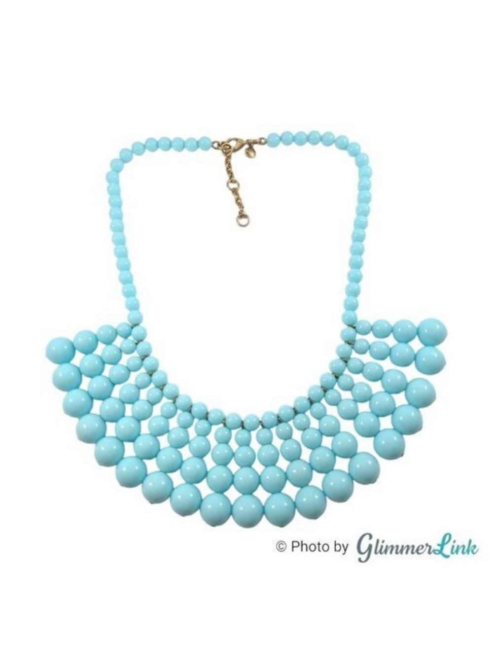 J. Crew Aqua Blue Graduated Ball Beaded Bib Necklace